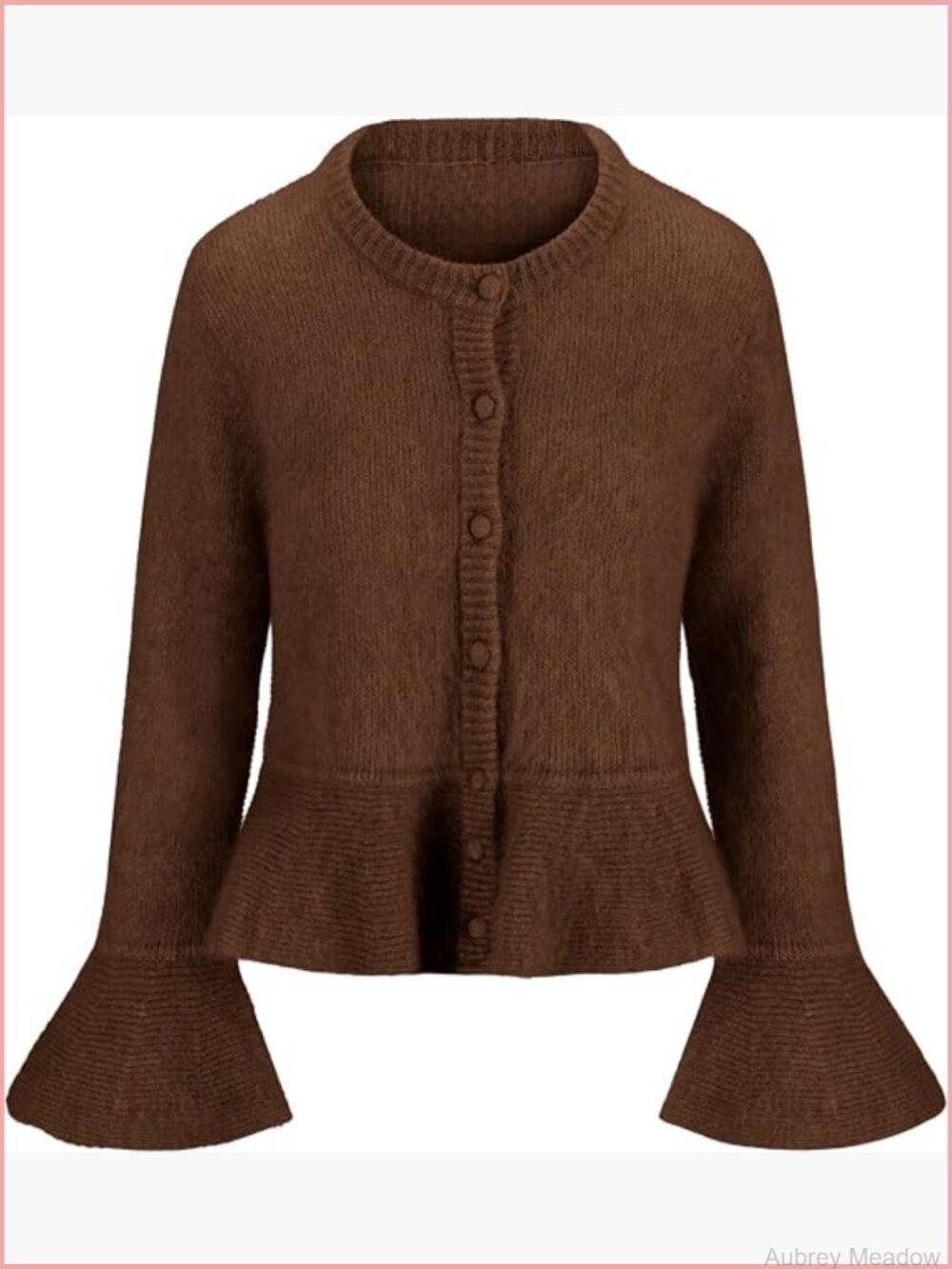 Women's Peplum Cardigan Long Bell Sleeve Button Up Knit Outwear Coat